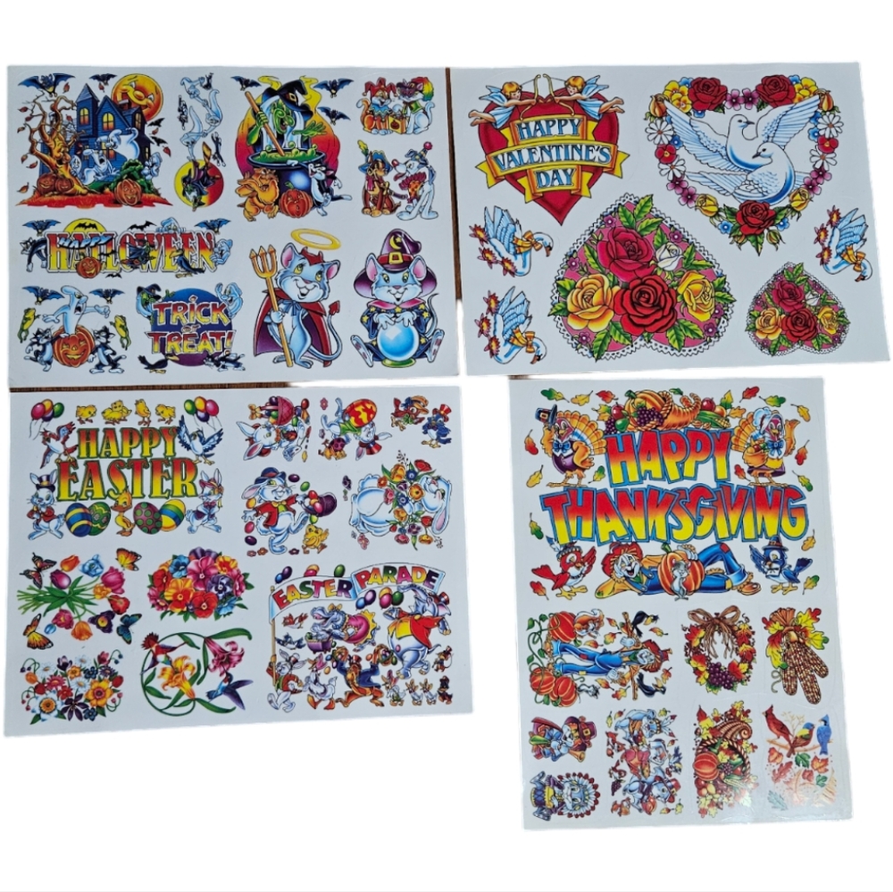 Vintage Super Signs 4 Pack Holiday Window Clings